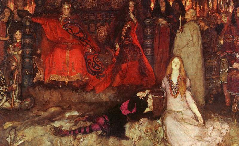 Edwin Austin Abbey The play scene in Hamlet France oil painting art